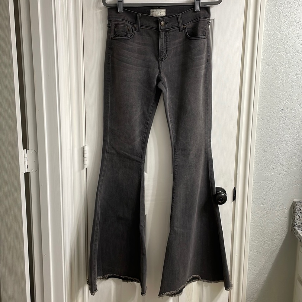 Gray flare jeans